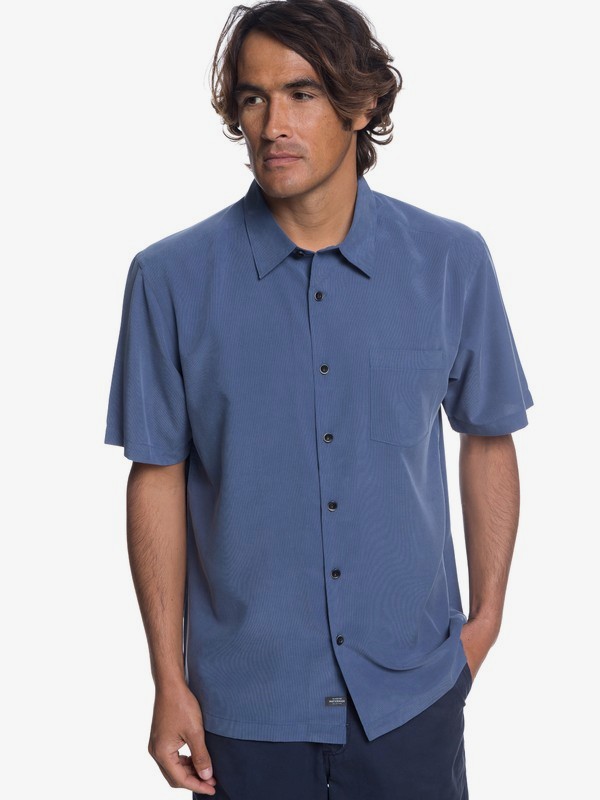 quiksilver, Waterman Cane Island Short Sleeve Shirt, BLUE INDIGO (bpy0) 0 Waterman Cane Island Short Sleeve Shirt Blue EQMWT03149 Quiksilver