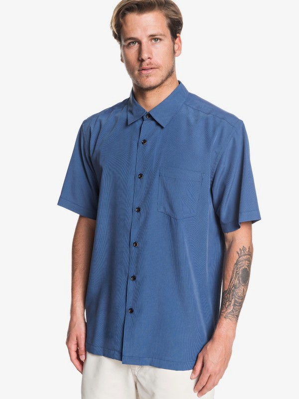 quiksilver, Waterman Cane Island Short Sleeve Shirt, PARISIAN NIGHT CANE ISLAND (byp1) 0 Waterman Cane Island Short Sleeve Shirt Azul EQMWT03149 Quiksilver