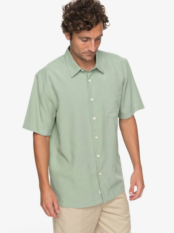 quiksilver, Waterman Cane Island Short Sleeve Shirt, RESEDA (gfy0) 0 Waterman Cane Island Short Sleeve Shirt Verde EQMWT03149 Quiksilver