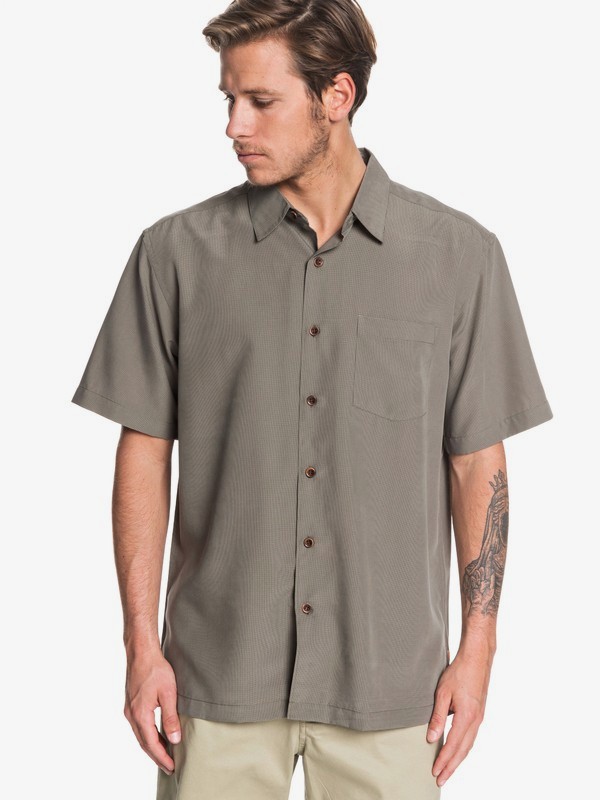 quiksilver, Waterman Cane Island Short Sleeve Shirt, DUSTY OLIVE CANE ISLAND (gpd1) 0 Waterman Cane Island Short Sleeve Shirt Verde EQMWT03149 Quiksilver