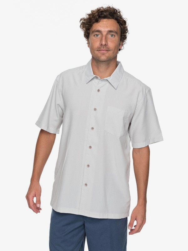 quiksilver, Waterman Cane Island Short Sleeve Shirt, HIGHRISE (sgr0) 0 Waterman Cane Island Short Sleeve Shirt Grey EQMWT03149 Quiksilver