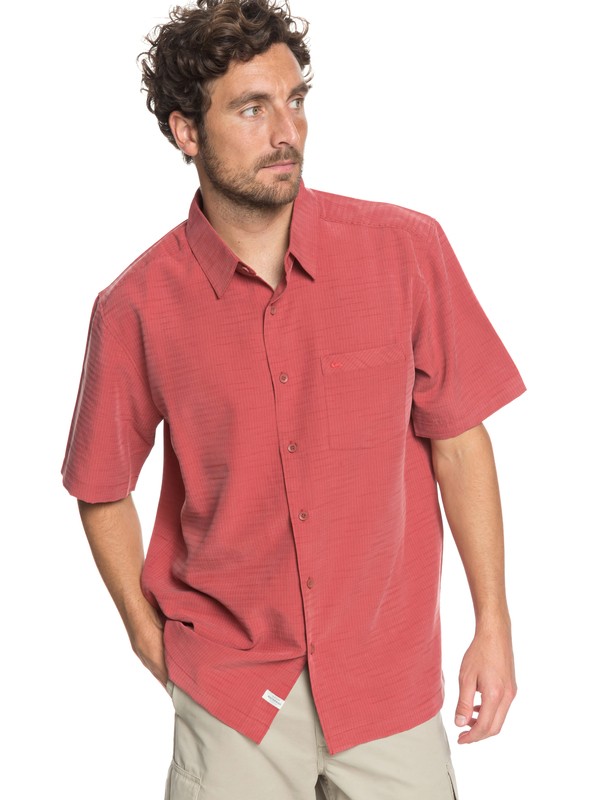 quiksilver, Waterman Centinela Short Sleeve Shirt, MINERAL RED (mmz0) 0 Waterman Centinela Short Sleeve Shirt Pink EQMWT03150 Quiksilver
