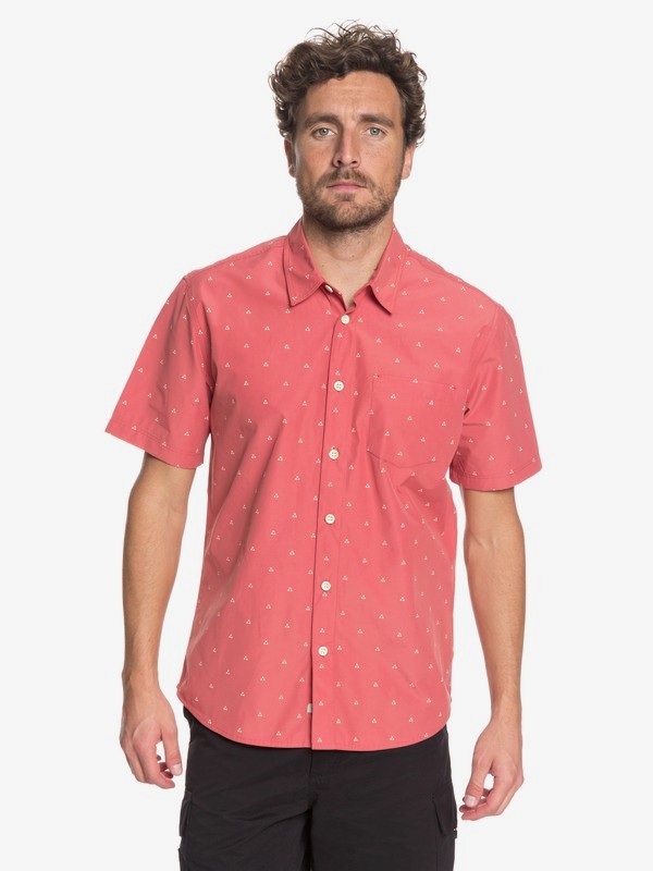 quiksilver, Waterman Trailblazed Tribal Right Technical Short Sleeve Shirt, MINERAL RED (mmz0) 0 Waterman Trailblazed Tribal Right Technical Short Sleeve Shirt Pink EQMWT03162 Quiksilver