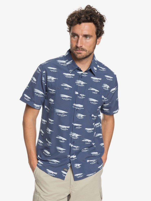 quiksilver, Waterman Wake Lures Technical Short Sleeve Shirt, DARK DENIM (brq0) 0 Waterman Wake Lures Technical Short Sleeve Shirt Blue EQMWT03163 Quiksilver