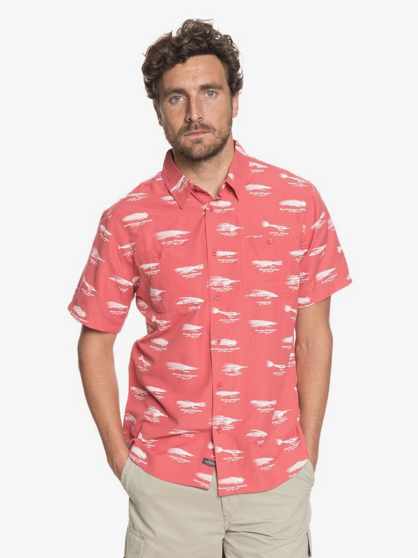 quiksilver, Waterman Wake Lures Technical Short Sleeve Shirt, MINERAL RED (mmz0) 0 Waterman Wake Lures Technical Short Sleeve Shirt Pink EQMWT03163 Quiksilver