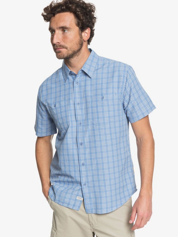 quiksilver, Waterman Wake Plaid Technical Short Sleeve Shirt, PARISIAN BLUE (blg0) 0 Waterman Wake Plaid Technical Short Sleeve Shirt Blue EQMWT03164 Quiksilver