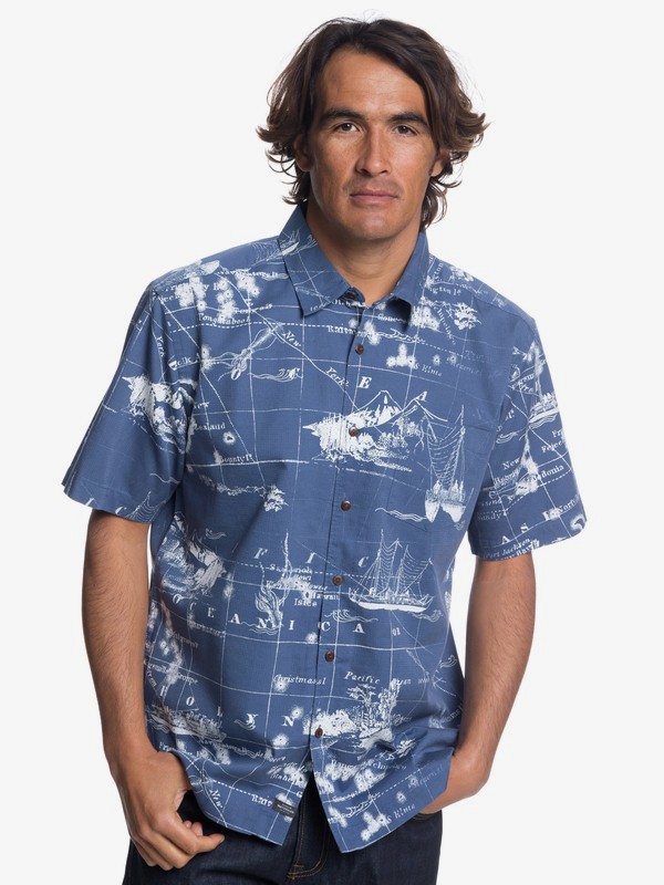 quiksilver, Waterman Pacific Seas Short Sleeve Shirt, BLUE INDIGO (bpy0) 0 Waterman Pacific Seas Short Sleeve Shirt Blue EQMWT03170 Quiksilver