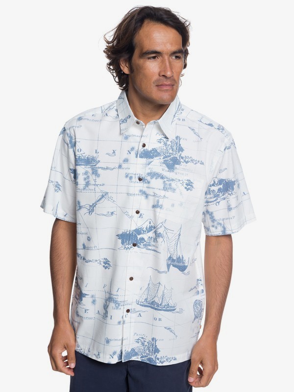 quiksilver, Waterman Pacific Seas Short Sleeve Shirt, SNOW WHITE (wbk0) 0 Waterman Pacific Seas Short Sleeve Shirt White EQMWT03170 Quiksilver