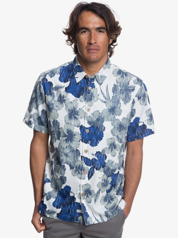 quiksilver, Waterman Rain Flowers Short Sleeve Shirt, SNOW WHITE (wbk0) 0 Waterman Rain Flowers Short Sleeve Shirt White EQMWT03172 Quiksilver