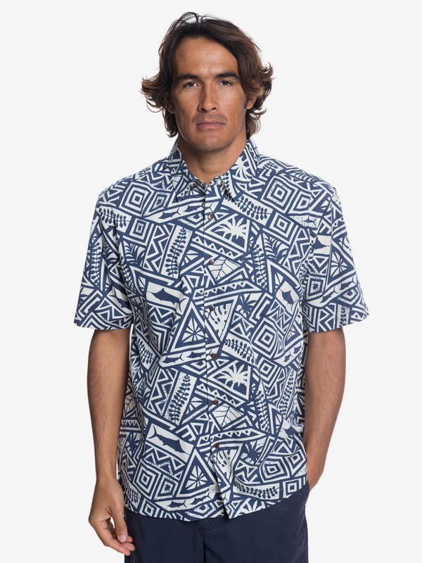 quiksilver, Waterman Ma Tama Short Sleeve Shirt, BLUE INDIGO (bpy0) 0 Waterman Ma Tama Short Sleeve Shirt Blue EQMWT03173 Quiksilver