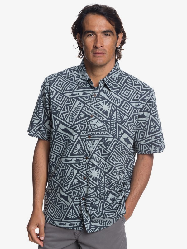 quiksilver, Waterman Ma Tama Short Sleeve Shirt, DARK SHADOW (krp0) 0 Waterman Ma Tama Short Sleeve Shirt Black EQMWT03173 Quiksilver