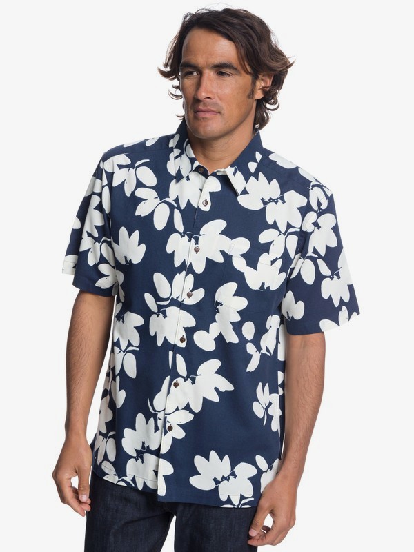 quiksilver, Waterman Living The Life Short Sleeve Shirt, PARISIAN NIGHT (byp0) 0 Waterman Living The Life Short Sleeve Shirt Blue EQMWT03175 Quiksilver