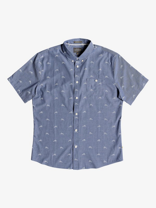 quiksilver, Waterman Mahi Hami Short Sleeve Shirt, PARISIAN NIGHT (byp0) 0 Waterman Mahi Hami Short Sleeve Shirt Blue EQMWT03181 Quiksilver