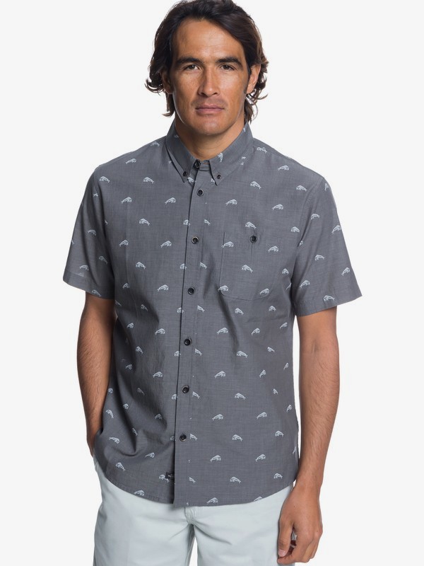 quiksilver, Waterman Mahi Hami Short Sleeve Shirt, DARK SHADOW (krp0) 0 Waterman Mahi Hami Short Sleeve Shirt Black EQMWT03181 Quiksilver