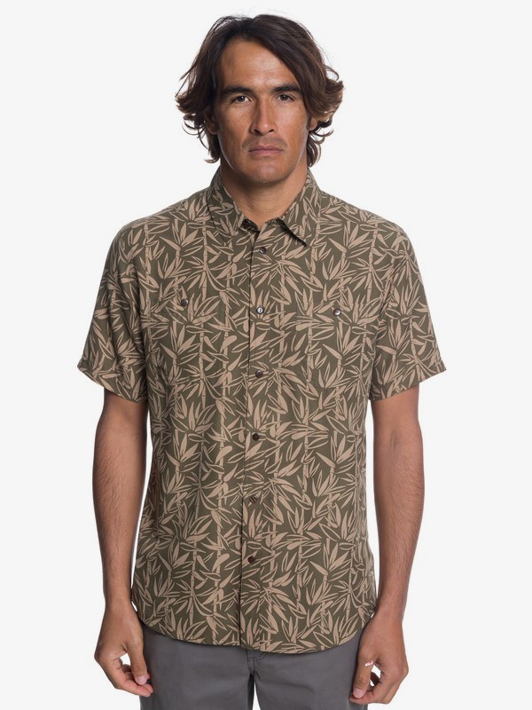 quiksilver, Waterman Wake Bamboo Fences Technical Short Sleeve Shirt, IVY GREEN (crb0) 0 Waterman Wake Bamboo Fences Technical Short Sleeve Shirt Brown EQMWT03188 Quiksilver