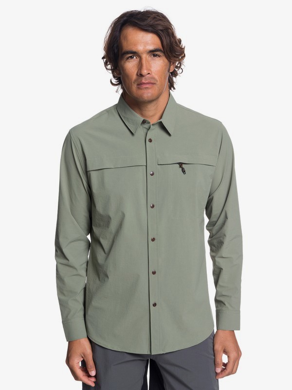 quiksilver, Waterman Salt Water Explorer - Technical UPF 30 Long Sleeve Shirt for Men, DEEP LICHEN GREEN (tpc0) 0 Waterman Salt Water Explorer - Technical UPF 30 Long Sleeve Shirt for Men Beige EQMWT03189 Quiksilver