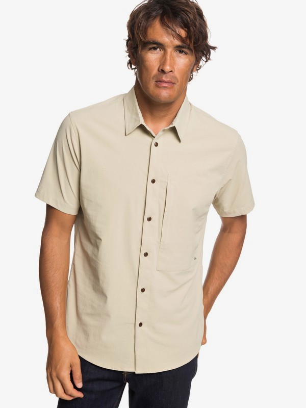 quiksilver, Waterman Salt Water Reloaded - Camisa de Manga Corta con UPF 30 para Hombre, TWILL (tka0) 0 Waterman Salt Water Reloaded - Camisa de Manga Corta con UPF 30 para Hombre Beige EQMWT03222 Quiksilver