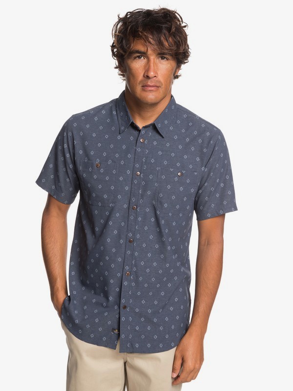 quiksilver, Waterman Wake Manoa Rain Short Sleeve UPF 30 Shirt, PARISIAN NIGHT (byp0) 0 Waterman Wake Manoa Rain Short Sleeve UPF 30 Shirt Blue EQMWT03224 Quiksilver