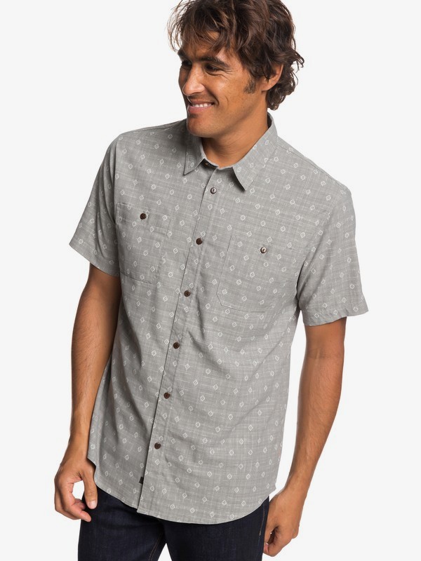 quiksilver, Waterman Wake Manoa Rain Short Sleeve UPF 30 Shirt, FLINT GRAY (sjm0) 0 Waterman Wake Manoa Rain Short Sleeve UPF 30 Shirt Grey EQMWT03224 Quiksilver