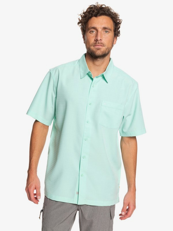 quiksilver, Waterman Centinela Short Sleeve Shirt, YUCCA (gdc0) 0 Waterman Centinela Short Sleeve Shirt Green EQMWT03231 Quiksilver