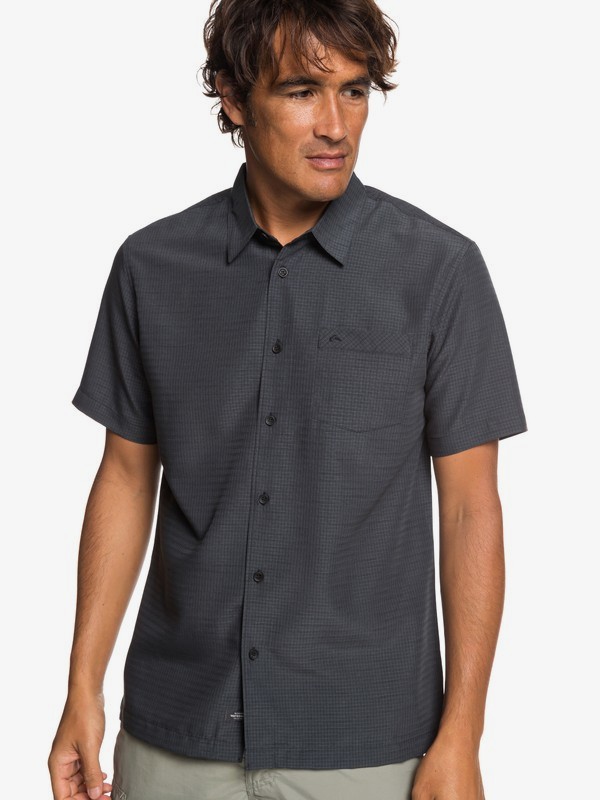 quiksilver, Waterman Centinela - Camisa de Manga Corta para Hombre, BLACK (kvj0) 0 Waterman Centinela - Camisa de Manga Corta para Hombre Negro EQMWT03232 Quiksilver