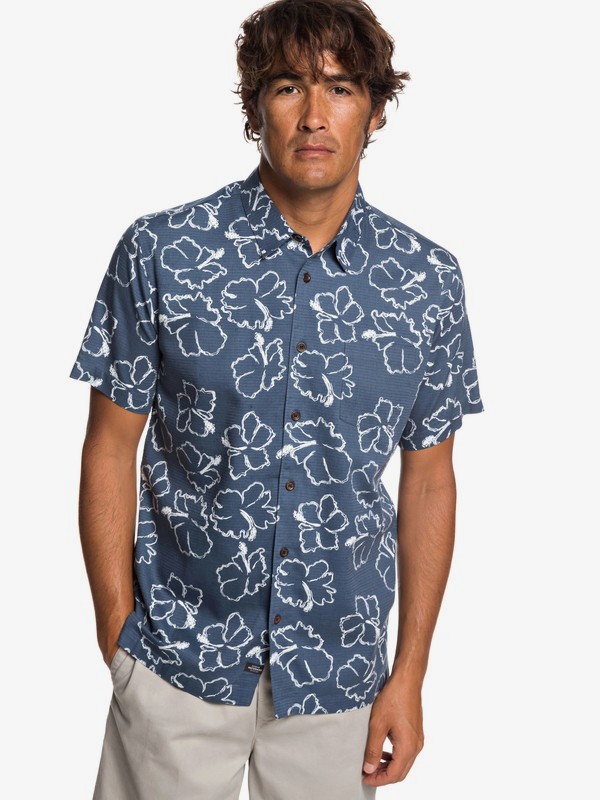 quiksilver, Waterman Seasick Hilo - Camisa de Manga Corta para Hombre, ORION BLUE (brg0) 0 Waterman Seasick Hilo - Camisa de Manga Corta para Hombre Azul EQMWT03240 Quiksilver