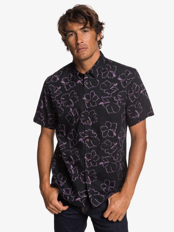 quiksilver, Waterman Seasick Hilo - Camisa de Manga Corta para Hombre, BLACK (kvj0) 0 Waterman Seasick Hilo - Camisa de Manga Corta para Hombre Negro EQMWT03240 Quiksilver
