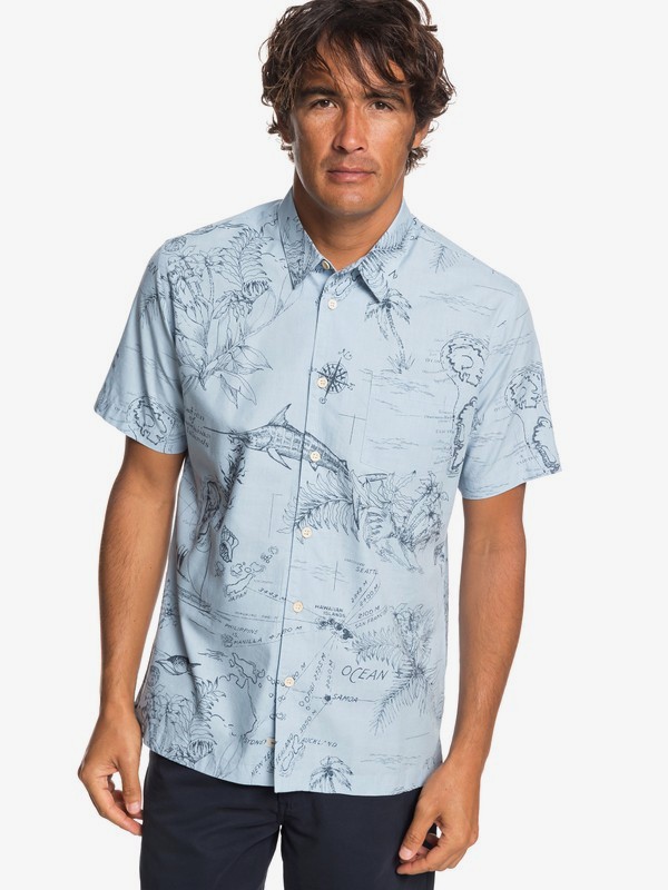 quiksilver, Waterman Pacific Records Short Sleeve Shirt, CERULEAN (bfn0) 0 Waterman Pacific Records Short Sleeve Shirt Blue EQMWT03242 Quiksilver
