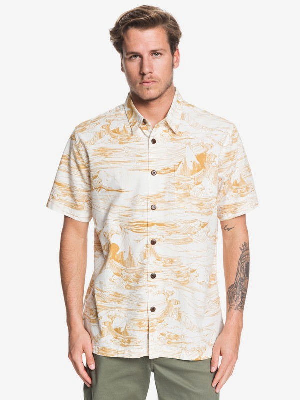 quiksilver, Waterman Les Waves Short Sleeve Shirt, HONEY LES WAVES (ylv6) 0 Waterman Les Waves Short Sleeve Shirt Yellow EQMWT03259 Quiksilver