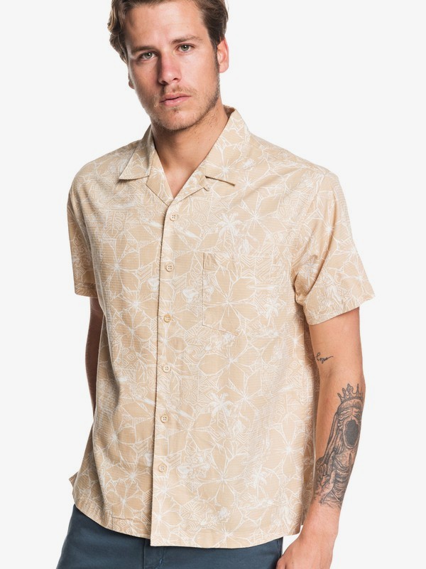 quiksilver, Waterman Big Swells Short Sleeve Shirt, STARFISH BIG SWELL (czs6) 0 Waterman Big Swells Short Sleeve Shirt Brown EQMWT03261 Quiksilver