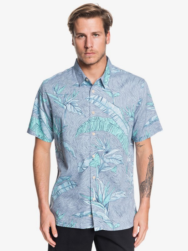 quiksilver, Waterman Under Warm Rain Short Sleeve Shirt, DUSTY BLUE UNDER WARM RAIN (bhd6) 0 Waterman Under Warm Rain Short Sleeve Shirt Blue EQMWT03262 Quiksilver