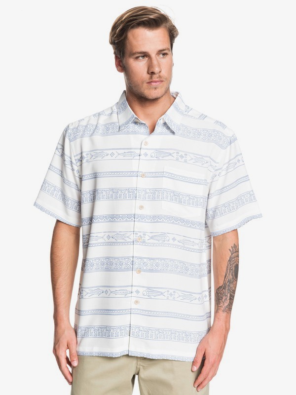 quiksilver, Waterman Tapa Sunriser Short Sleeve Shirt, ANTIQUE WHITE TAPA SUN (wcl6) 0 Waterman Tapa Sunriser Short Sleeve Shirt White EQMWT03263 Quiksilver