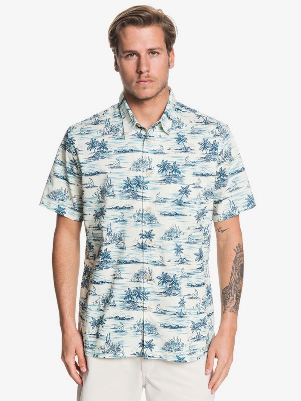 quiksilver, Waterman Shaka Bay Short Sleeve Shirt, DELPHINIUM BLUE SHAKA BAY (bjp6) 0 Waterman Shaka Bay Short Sleeve Shirt Blue EQMWT03283 Quiksilver