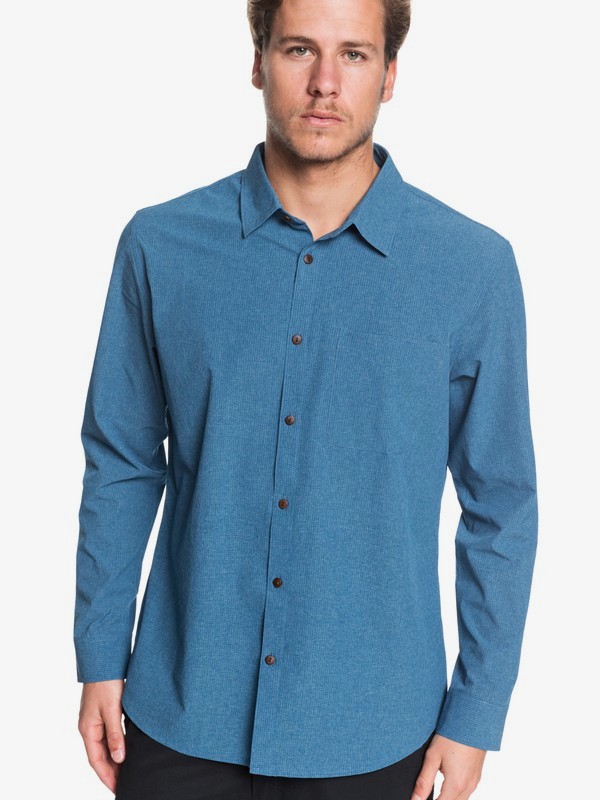 quiksilver, Waterman Tech Technical Long Sleeve UPF 30 Shirt, MAJOLICA BLUE HEATHER (bsmh) 0 Waterman Tech Technical Long Sleeve UPF 30 Shirt Blue EQMWT03285 Quiksilver