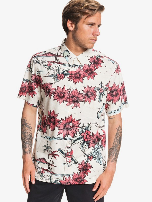 quiksilver, Waterman San O Clause Short Sleeve Shirt, RAINY DAY SANO CLAUS (sew6) 0 Waterman San O Clause Short Sleeve Shirt Grey EQMWT03286 Quiksilver