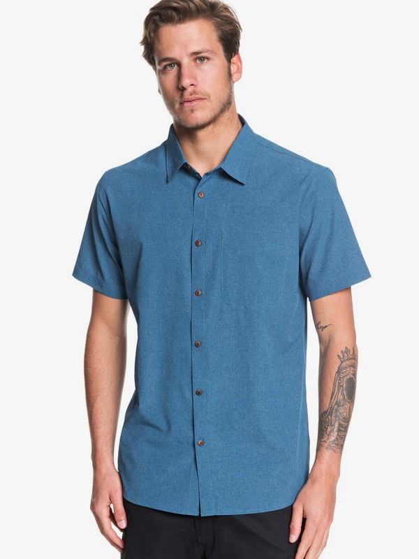 quiksilver, Waterman Tech Technical UPF 30 Short Sleeve Shirt, MAJOLICA BLUE HEATHER (bsmh) 0 Waterman Tech Technical UPF 30 Short Sleeve Shirt Blue EQMWT03287 Quiksilver