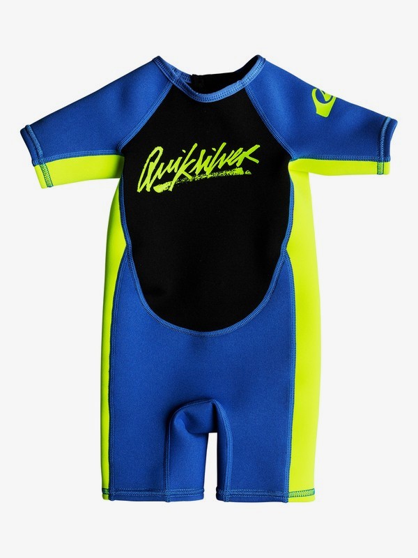 quiksilver, 1.5mm Syncro - Springsuit manches courtes back zip pour Bébés, SQUALE BLUE/SAFETY YELLOW (xbyy) 0 1.5mm Syncro - Springsuit manches courtes back zip pour Bébés Bleu EQTW503002 Quiksilver