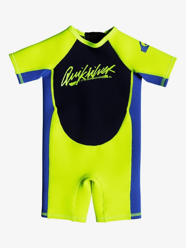 quiksilver, Гидрокостюм с коротким рукавом и молнией на груди для малышей 1.5mm Syncro, SAFETY YELLOW/BLUE RIBBON (xybb) 0 Гидрокостюм с коротким рукавом и молнией на груди для малышей 1.5mm Syncro Желтый EQTW503002 Quiksilver