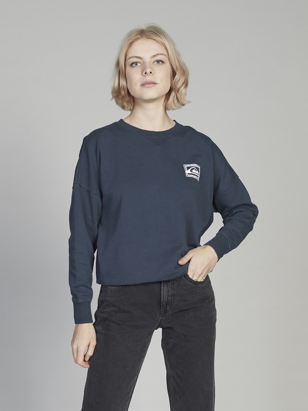 quiksilver, Quiksilver Womens Boxy Sweatshirt, SKY CAPTAIN (kye0) 0 Quiksilver Womens Boxy Sweatshirt Black EQWFT03001 Quiksilver