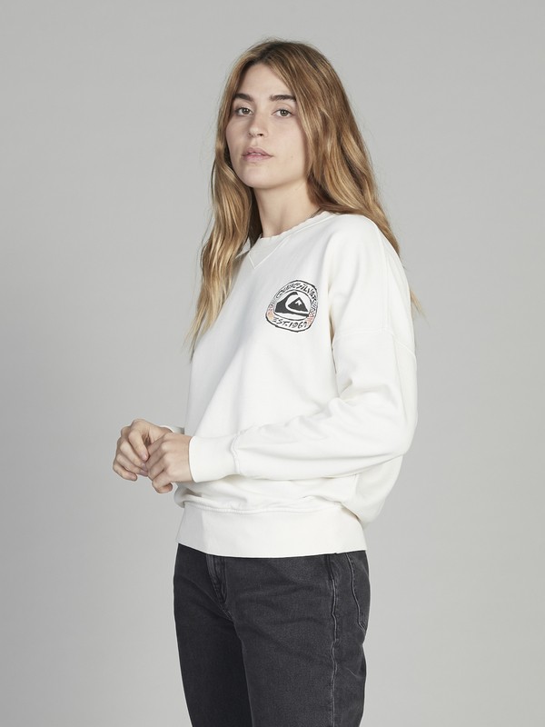 quiksilver, Quiksilver Womens Boxy Sweatshirt, ANTIQUE WHITE (wcl0) 0 Quiksilver Womens Boxy Sweatshirt White EQWFT03001 Quiksilver