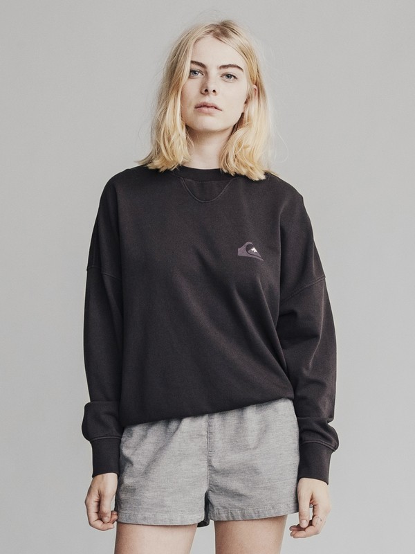 quiksilver, Quiksilver Womens - Boxy Sweatshirt, TARMAC (kta0) 0 Quiksilver Womens - Boxy Sweatshirt Black EQWFT03001 Quiksilver
