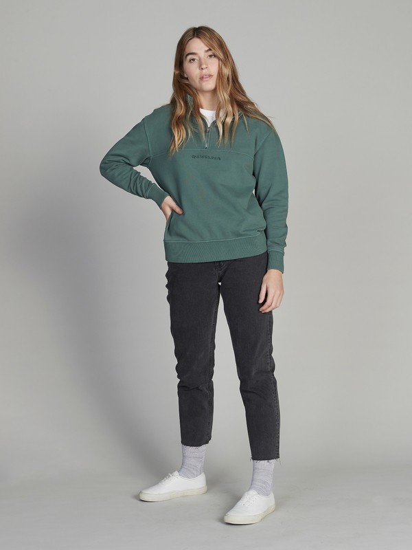 quiksilver, Quiksilver Womens Half-Zip Sweatshirt, GARDEN TOPIARY (grt0) 0 Quiksilver Womens Half-Zip Sweatshirt Green EQWFT03004 Quiksilver