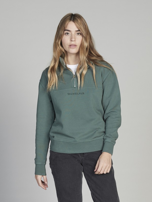 quiksilver, Quiksilver Womens Half-Zip Sweatshirt, GARDEN TOPIARY (grt0) 0 Quiksilver Womens Half-Zip Sweatshirt Green EQWFT03004 Quiksilver