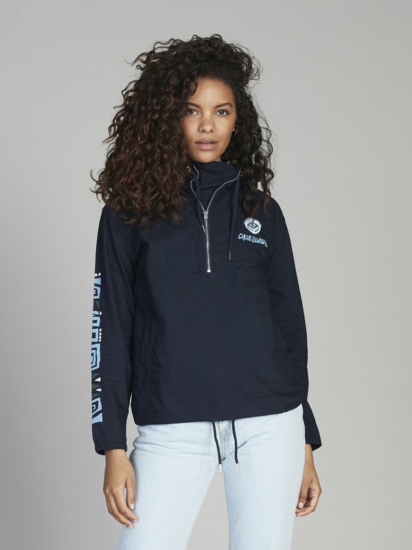 quiksilver, Quiksilver Womens Half-Zip Hooded Jacket, SKY CAPTAIN (kye0) 0 Quiksilver Womens Half-Zip Hooded Jacket Black EQWJK03005 Quiksilver