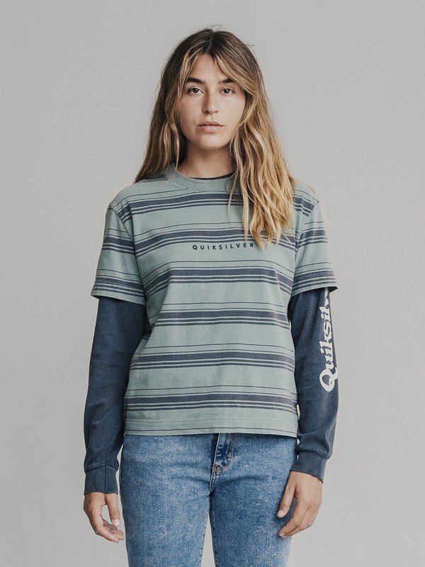quiksilver, Quiksilver Womens Cropped Tee, STORMY SEA DEEPER STATE (blh3) 0 Quiksilver Womens Cropped Tee Blue EQWKT03006 Quiksilver