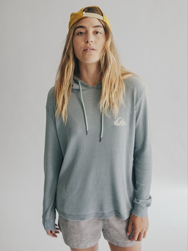 quiksilver, Quiksilver Womens Long Sleeve Hooded Top, STORMY SEA (blh0) 0 Quiksilver Womens Long Sleeve Hooded Top Blue EQWKT03008 Quiksilver
