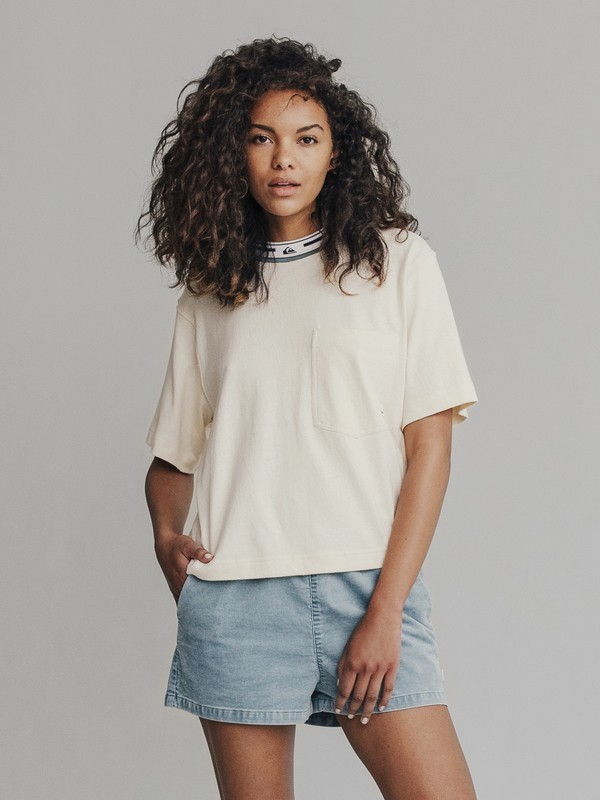 quiksilver, Quiksilver Womens Cropped Tee, WHITECAP GRAY (wdr0) 0 Quiksilver Womens Cropped Tee White EQWKT03009 Quiksilver