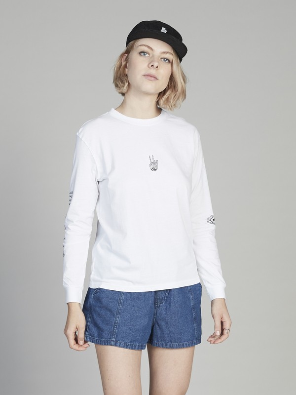 quiksilver, Quiksilver Womens Long Sleeve Tee, WHITE (wbb0) 0 Quiksilver Womens Long Sleeve Tee White EQWKT03013 Quiksilver