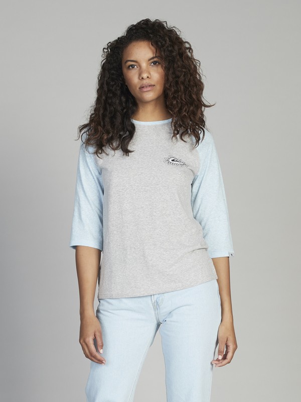 quiksilver, Quiksilver Womens 3/4 Sleeve Tee, LIGHT GREY HEATHER (sjsh) 0 Quiksilver Womens 3/4 Sleeve Tee Grey EQWKT03015 Quiksilver