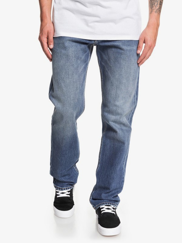 quiksilver, Sequel Medium Blue Straight Fit Jeans, AGED (bjqw) 0 Sequel Medium Blue Straight Fit Jeans Blue EQYDP03405 Quiksilver